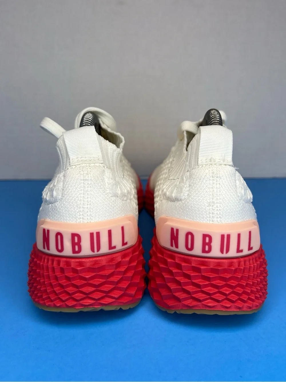 NOBULL Allday Knit Runner Womens Sneaker Classic White/Punch Sz 8.5M  NWOB